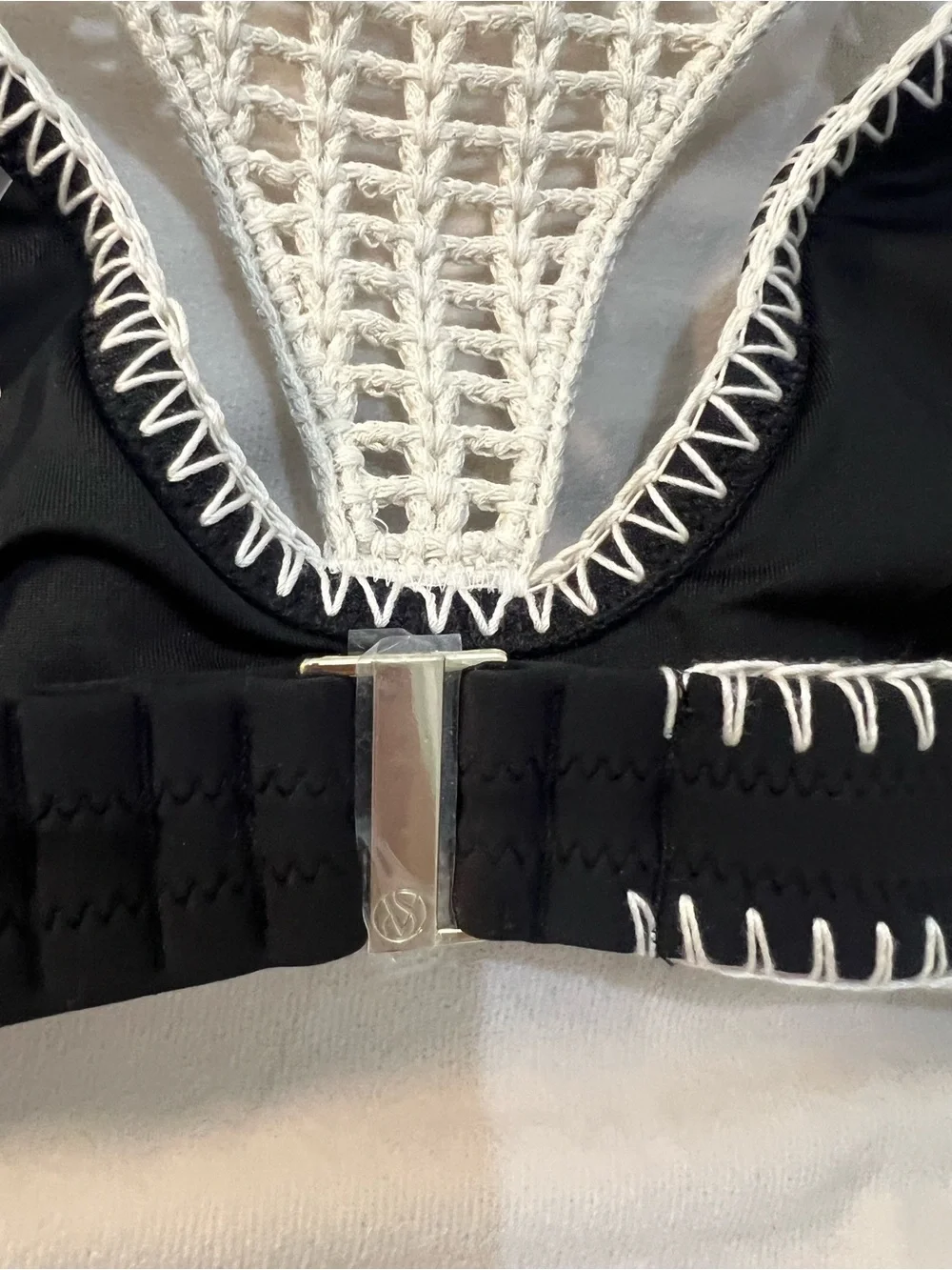 Victoria's Secret Black & Cream Crochet Halter Swim Camisole